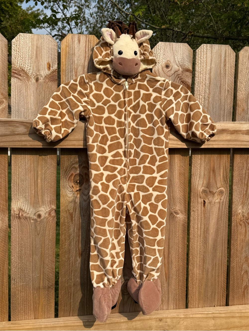 Vintage Miniwear Giraffe Costume 18 months Toy R Us Plush Hood One-Piece Footie